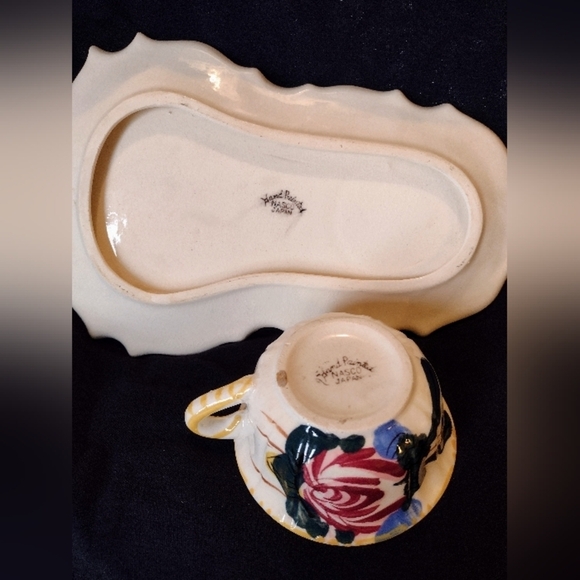 Handpainted Snack Plate and Cup Set  Nasco Nova Rose Made In Japan Floral - Picture 4 of 8